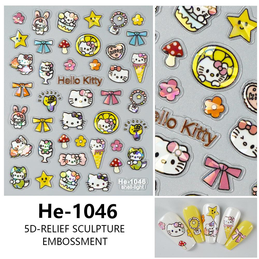 Redanco 5D тисненые наклейки для ногтей Hello Kitty - 3D клейкие декали
