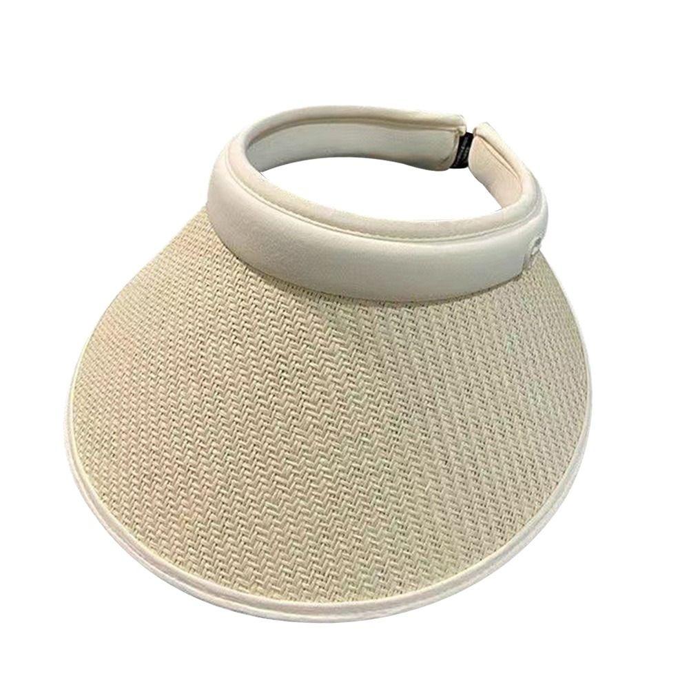 Casual Portable Wide Brim Beach Hat Sun Hat Visors Straw Cap