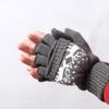 Варежки-перчатки с накидками и отворотами Зимний Олень Древесный уголь Размер F [2-way] Женские манжеты, Классика! Печать, Серый,