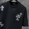 8937 CHROME HEARTS Лето 2026 Новая Высококачественная Хлопковая Круглый Вырез Свободная Большого Размера Мужская и Женская Футболка Футболка для Пары