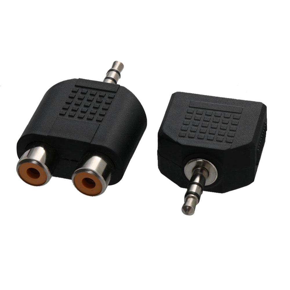 Interconnects Video Accessories Black 3.5mm To 2 RCA Female Male Audio Adapter Converter Y Splitter