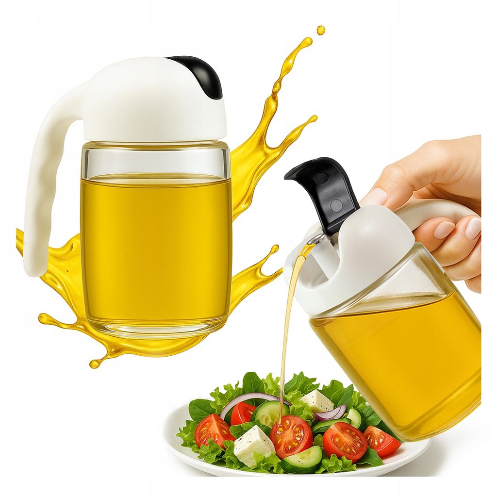 Glass oil dispenser 300 ml with handle - olive oil vinegar sauce oil spices