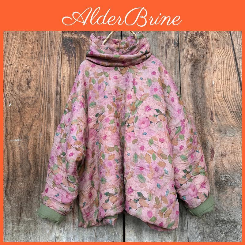Johnature Print Women Pullover Vintage Floral Long Sleeve Winter Chinese Style Women Tops