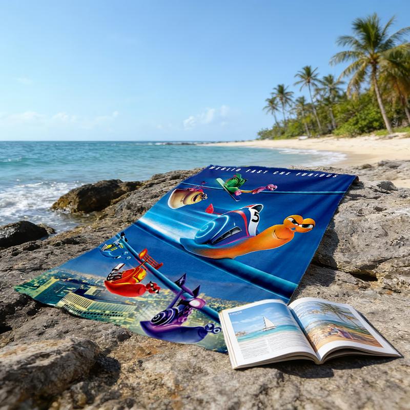 1pc TURBO1 Beach Towel, Beach and Seaside Swimming Pool Equipment, Fashion Pattern, Rectangular, Travel Essentials