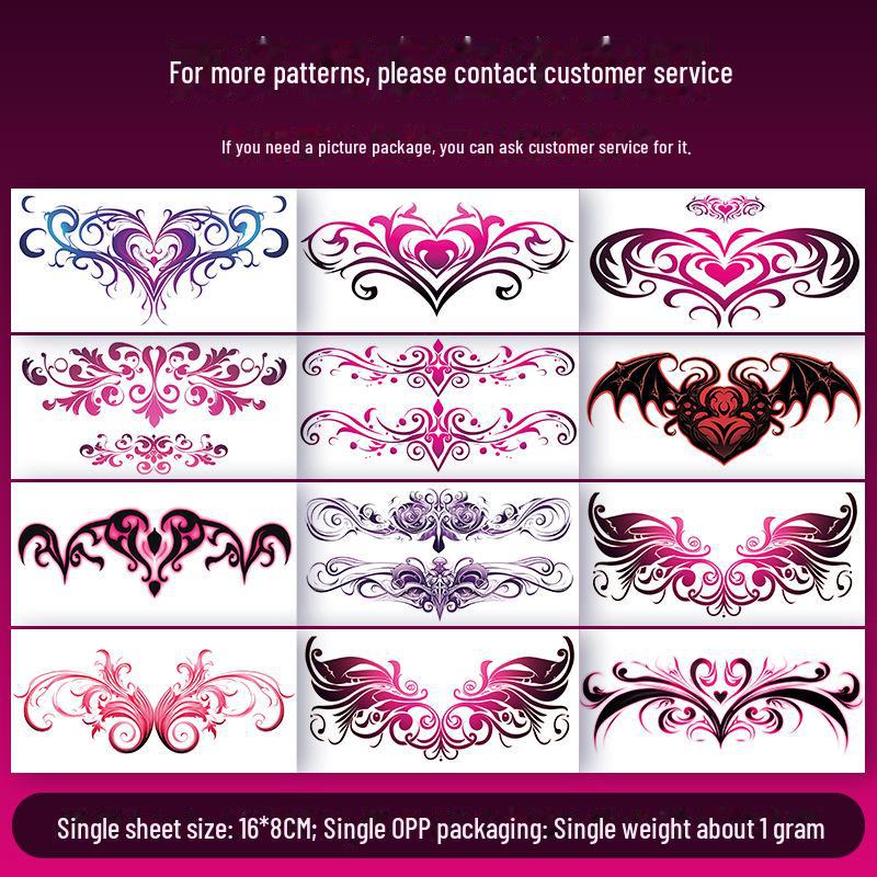Sensual Lower Abdomen & Back Tattoo Stickers – Succubus, Pure Desire & Love Totems – Waterproof Body Art