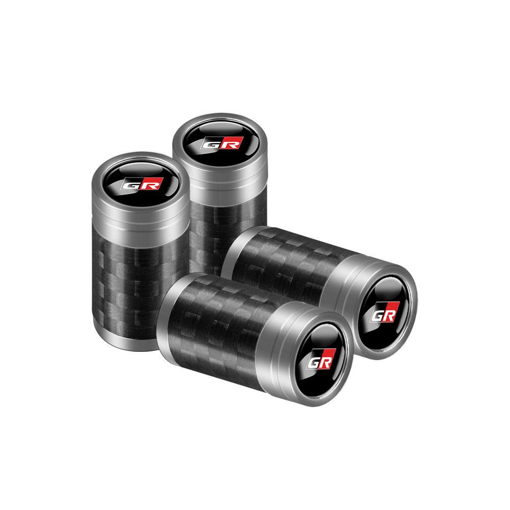 LEKR1 4Pcs Car Decoration 4D Carbon Fiber Wheel Tire Dust Cap For Toyota GR Sport Gazoo Racing Yaris 86 Corolla Hilux Supra C-HR TRD