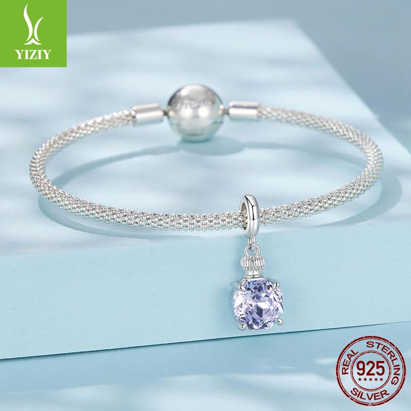 Exquisite Shining Purple Perfume Bottle Diy Pendant Accessories Fashion Premium S925 Sterling Silver Beads