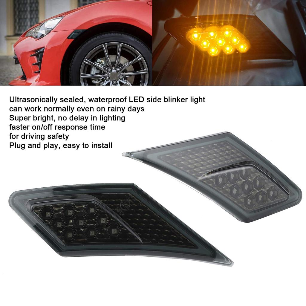 Akozon LED Side Marker Turn Signal Leaf Light Lenses for FR-S/Subaru / GT86 2013-2020