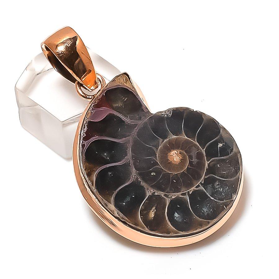 Аммонит ископаемый этнический стиль медный кулон ювелирные изделия 2.05" P4b67