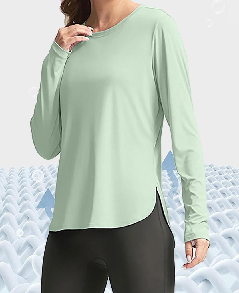 Perturga Rash Long Sleeve UPF Round Comfortable for and Light Size XL Women's Guard, T-Shirt, 50+, Neck, Cooling, Breathable, Stretch, Sports,