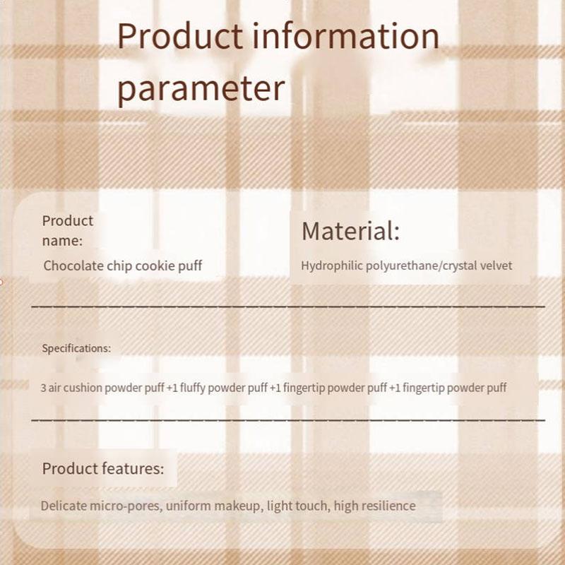 Chocolate Chip Cookie Puff Air Cushion Flocking Powder Puff Without Powder Wet Dry Makeup Sponge Hydrophilic Polyurethane Borla