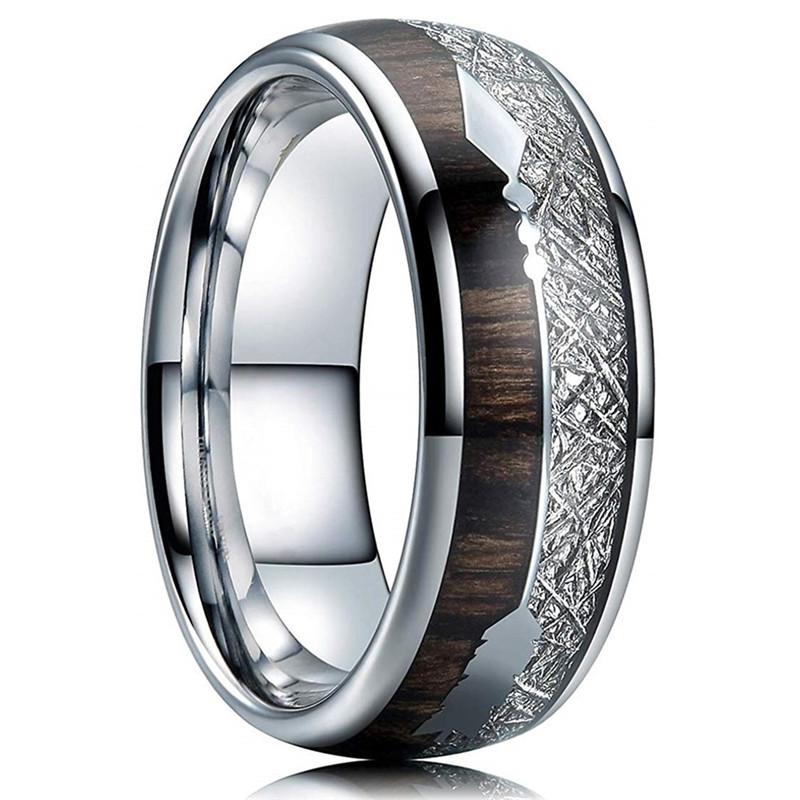 Fashion 8mm Men Black Stainless Steel Rings High Polished Blue Abalone Shell for Men Wedding Party Jewelry Anniversary Gifts