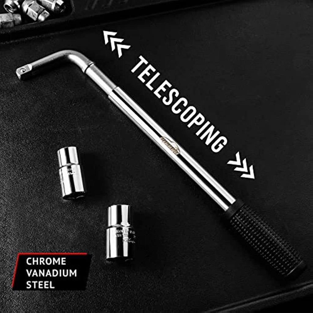 Ключ с телескопической проушиной Колесный ключ с головками CR-V (17/19 21/22 мм)