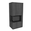 Modular Fireplace KRATKI FLOKI BOX Left 8 kW Ø 160 Quartz Sinter NATURALI PIETRA DI SAVOIA ANTRANCITE BOCCIARDATA Black Thermotec