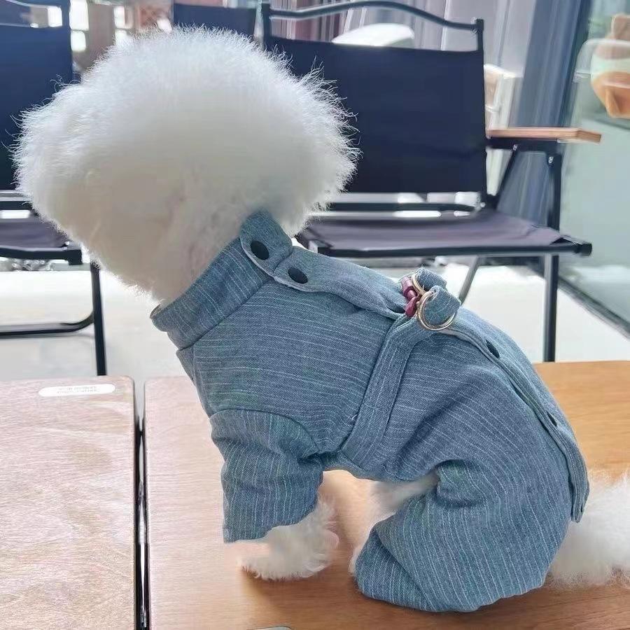 Одежда для домашних животных Одежда для плюшевого мишки Шерри Чихуахуа Собака Джинсовая одежда для четвероногих Теплая одежда
