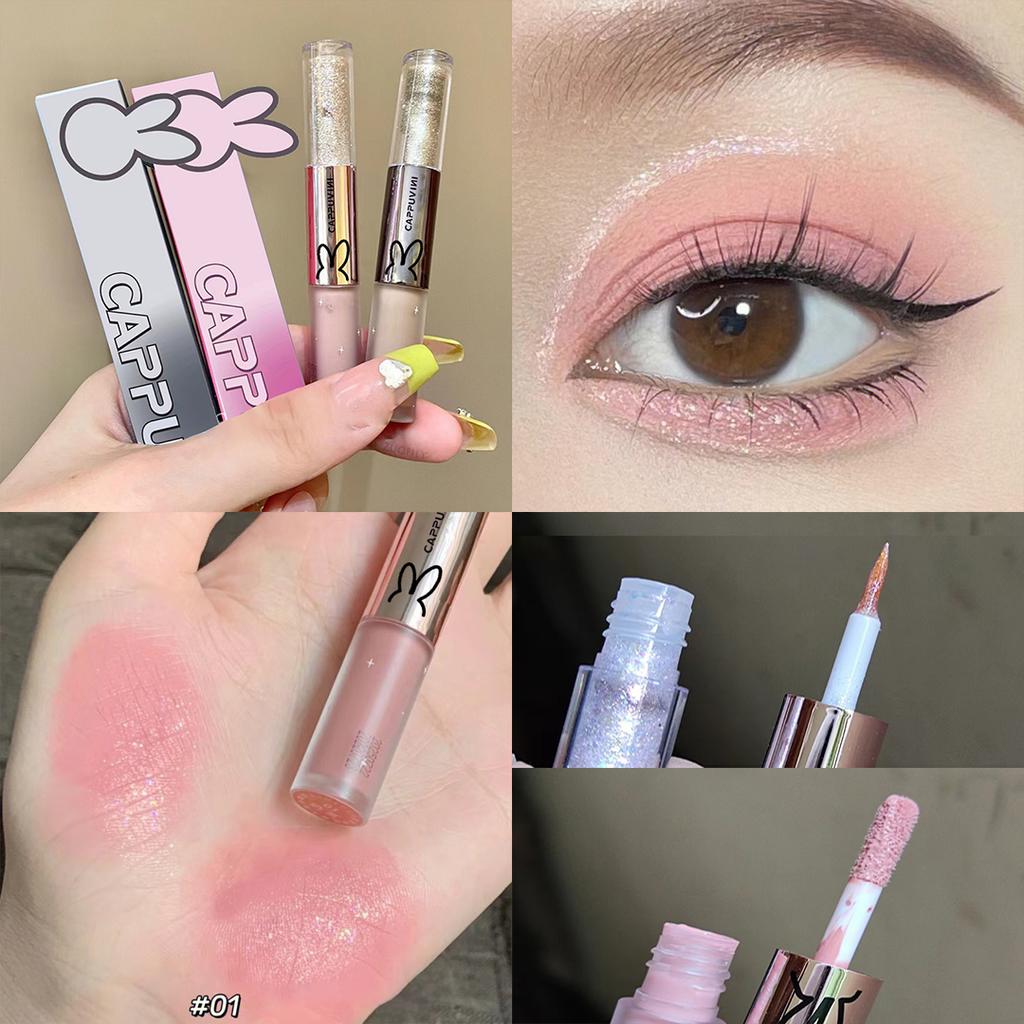 Жидкие тени для век Cool Black Series, перламутровая подводка для глаз, блестящие блестки, ручка шелкопряда, подсветка косметики для глаз, блестящий макияж