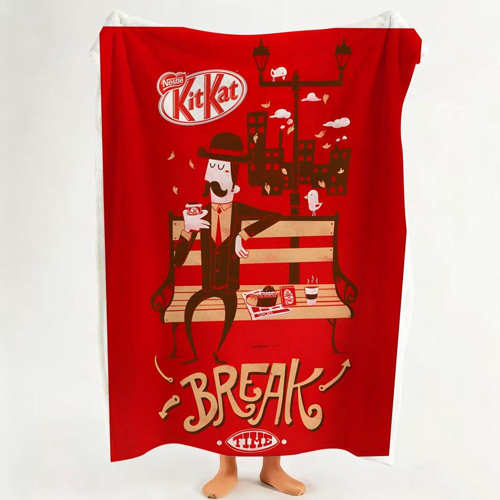 Snack K KitKat Throw Flannel Throw Blanket Suitable for Sofa Living Room Bedroom