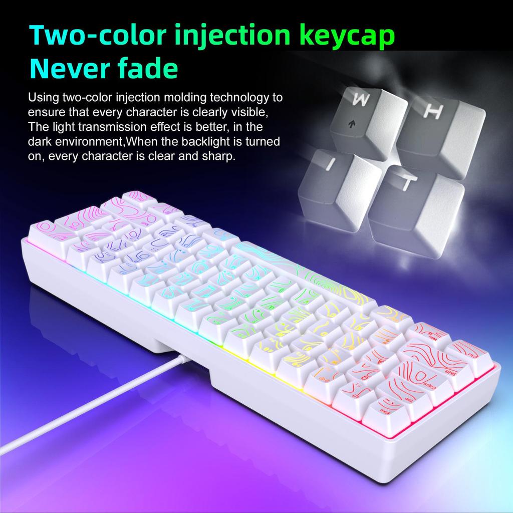 Компактная игровая клавиатура K401 с 61 клавишей и RGB-подсветкой