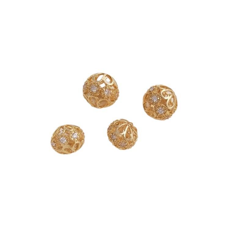 14K Gold-Filled Zirconia Flower Ball Spacer Beads for DIY Jewelry Bracelets