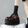 Fashion Women's Pumps 2024 Autumn New Heightened Thick Sole Fashion Round Toe Leather Shoes Casual Versatile College Style Uniform Shoes