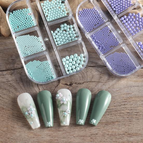 6 сеток/коробка ювелирных изделий для ногтей. Изысканные легкие многоцветные макароны «сделай сам», полный круглый жемчуг для дизайна ногтей.