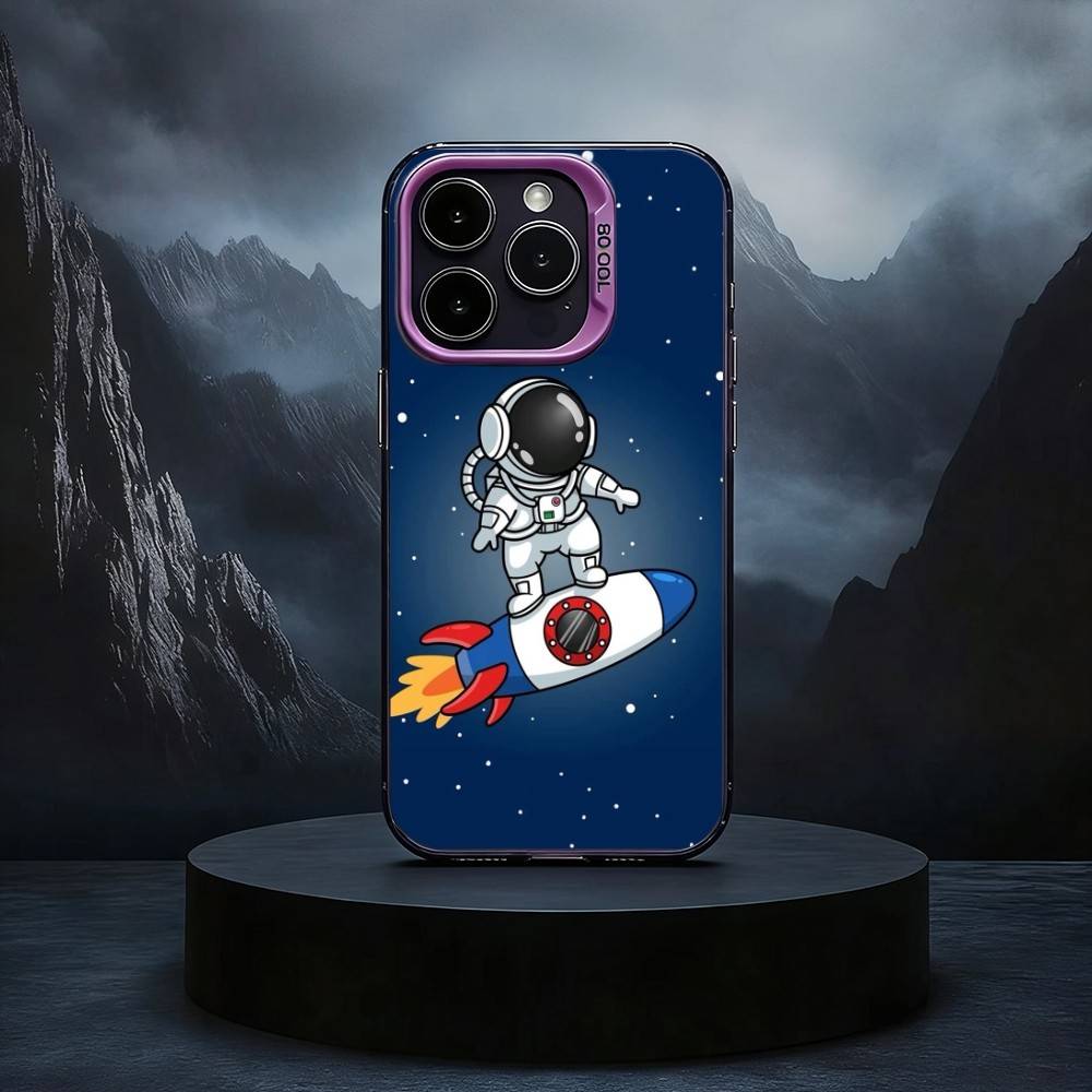 Мультяшный Астронавт Милый Чехол Для Телефона Для iPhone17,16,15,14,13,12,11 Plus,Pro Max Черный Конфетный серебристый чехол для телефона