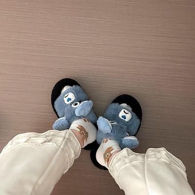 Милые мультяшные домашние тапочки на толстой подошве, женские, новинка лета 2025 года, уличная обувь, тапочки из хлопка с пухом и с большим ухом собаки