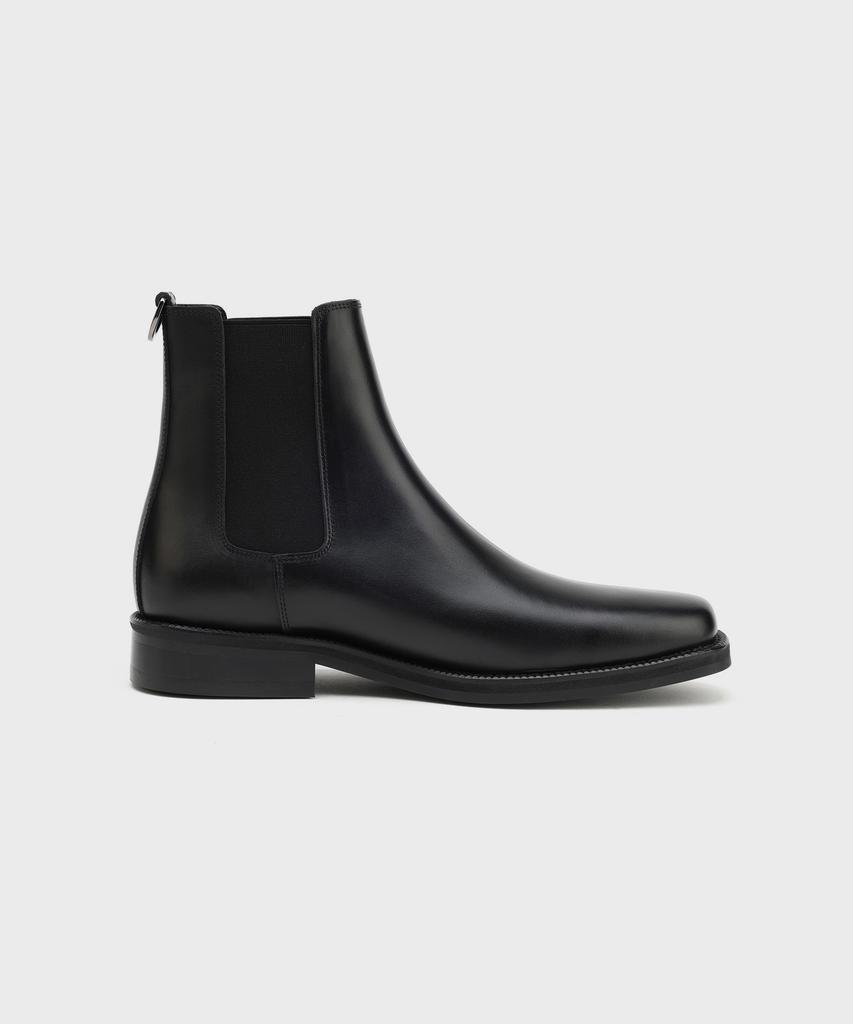 Firenze Atelier [Vibram] Minimal Semi-Square Line Chelsea Boots 7430 [Fg Black]