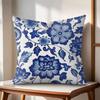 Blue And White Porcelain Cushion Cover Natural Linen Organic Fabric DoubleSided Printing Couch Pillow Covers Home Decor
