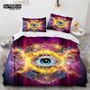 3D Colorful Eyes Duvet Cover Microfiber Vintage All Seeing Eye Tattoo Quilt Cover Boho Mandala Bedding Set Full Single King Size