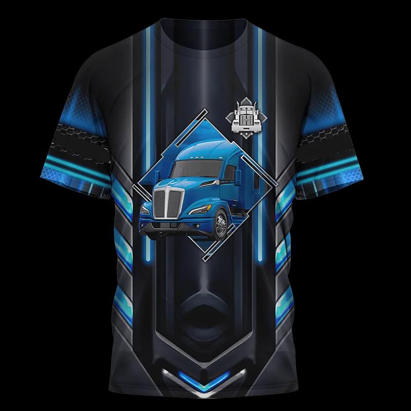 Truck Driver Cargo Men's T Shirt For Men Summer 3D Print Short-sleeved T-Shirt Women Clothing Oversized Camiseta Work Streetwear