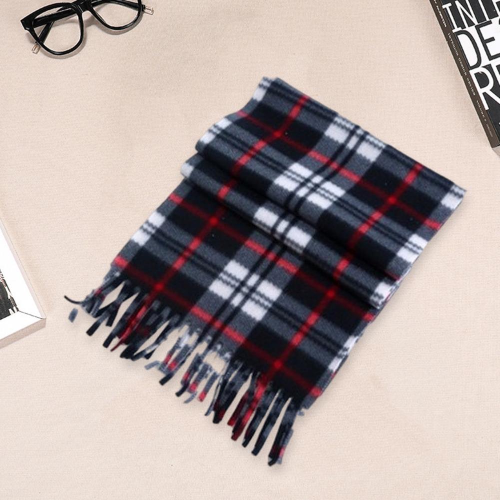 Plaid Scarf Velvet Shawl Plaid Print Unisex Winter Scarf with Tassel Detailing Double-sided Plush Material for Warmth for Men