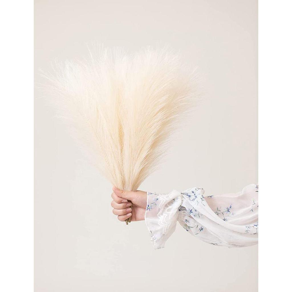 3 шт. искусственные пампасы маленькие пушистые искусственные цветы искусственные цветы для дома, офиса, украшения спальни (Без Вазы Горшок) (Белый с оттенком) шелк