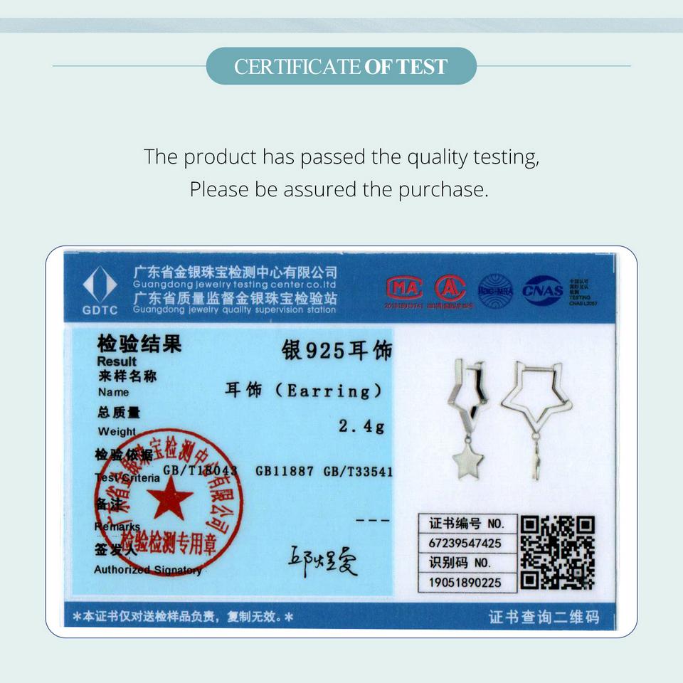 WOSTU 925 Sterling Silver Double Star Dangle Hoop Earrings For Women Punk Geometric Star Pendant Earrings Minimalist Jewelry