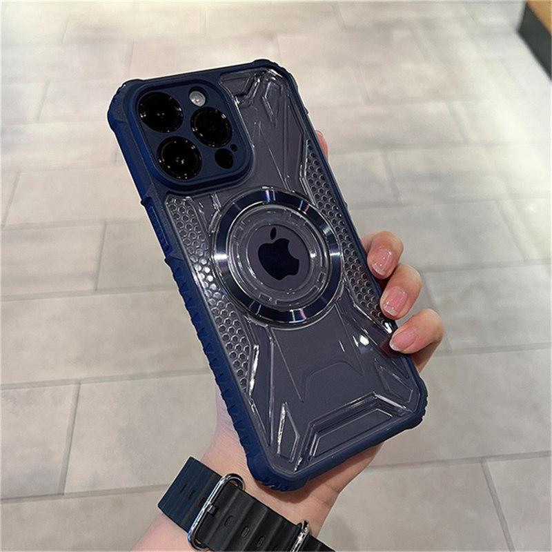 Противоударный гибридный бампер для Magsafe, магнитный чехол для беспроводной зарядки для iPhone 11, 12, 13, 14 Pro Max Plus, жесткий прозрачный чехол для телефона