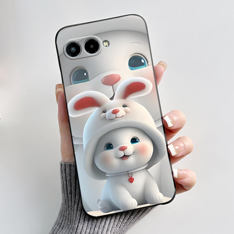 Чехол для телефона TCL T-Mobile Revvl 8 T Phone 3 Чехол Роскошный Милый Любовь Кролик Забавный Черный ТПУ Мягкий Силикон Защитная Задняя Крышка