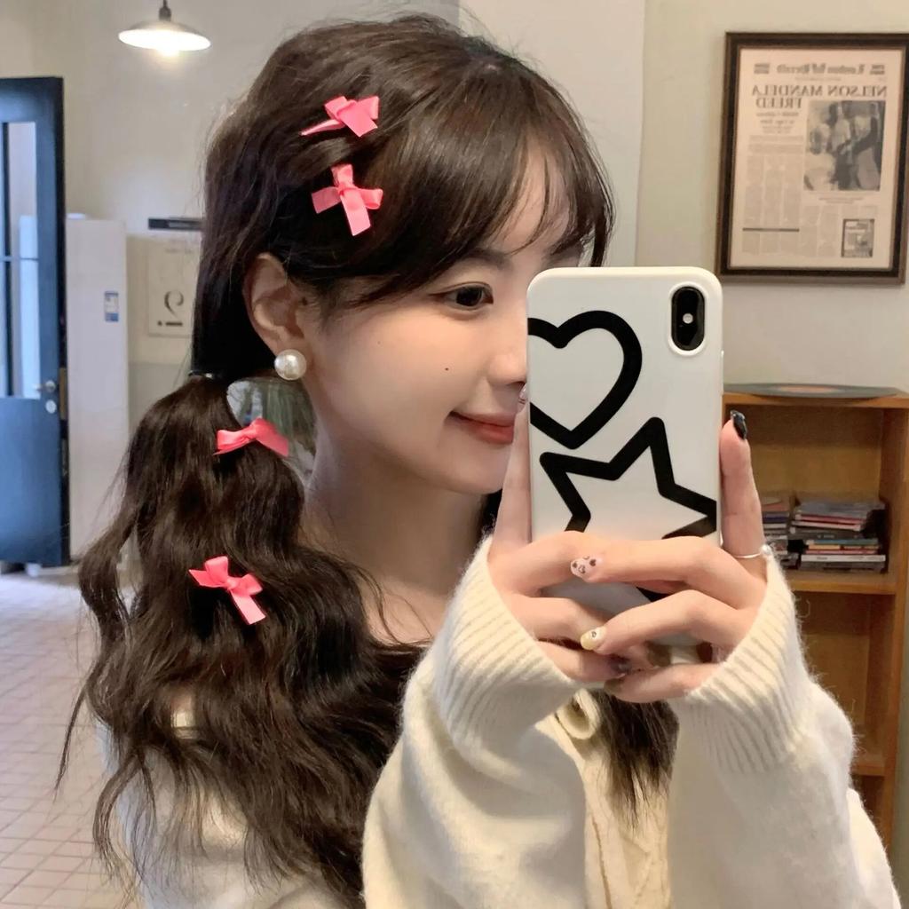 6pcs Ribbon Bow Hair Clips Ballet Sweet Bowknot Hairpins Bang Clip Korean Girls Mini Grabs Clips Women Headwear Hair Accessories