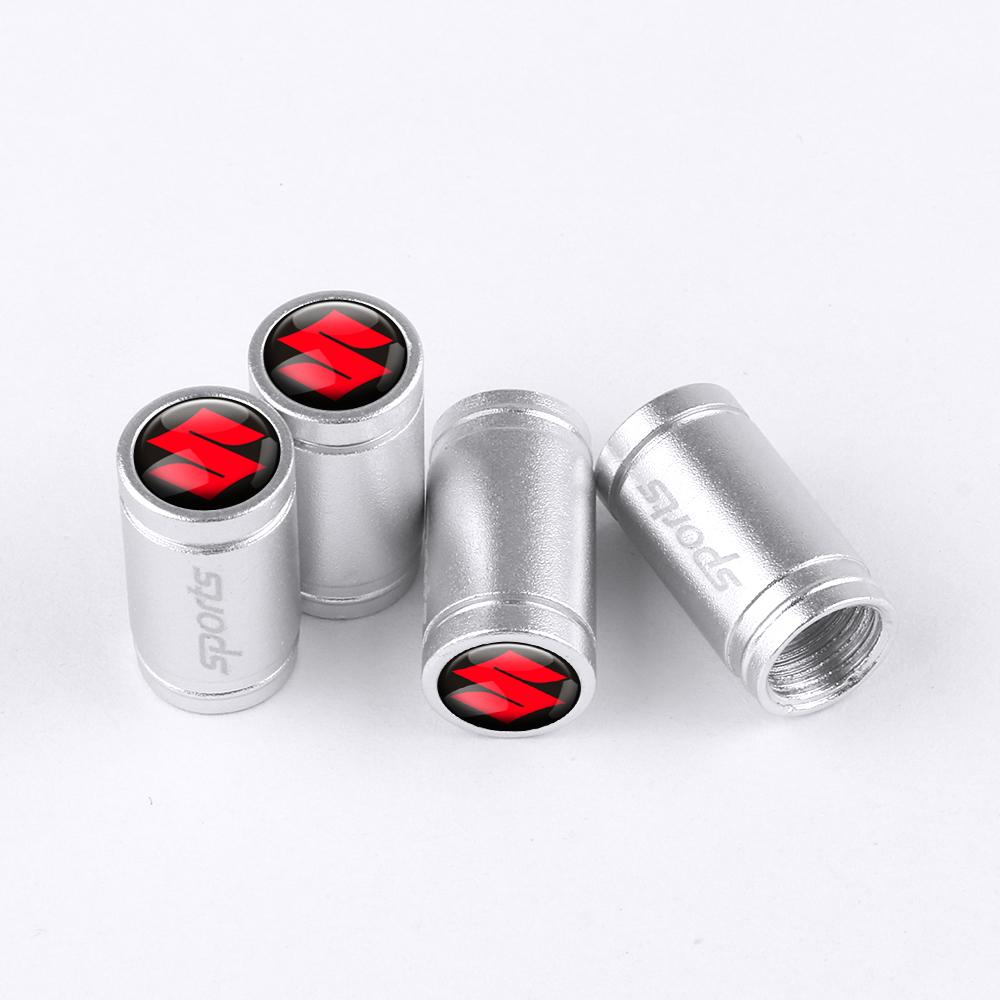 SCCF4 4PCS Metal Car Wheel Tire Valve Air Stem Cap Cover For Suzuki ALTO Samurai Grand Vitara Baleno SX4 Swift Jimny IGNIS Accessories