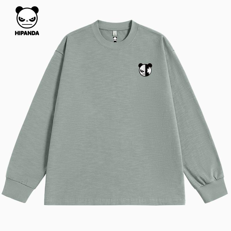 Hello Hipanda, Panda personality niche loose bamboo cotton fashionable long-sleeved T-shirt