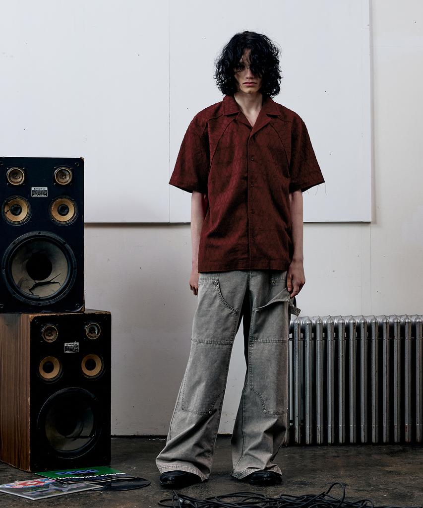 THEVINYLHOUSE Texture Check Shirts Wine