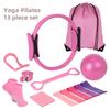 13Pcs/Set Yoga Fitness Kit with Pilates Ring Yoga Ring Ball Grip Socks Booty Band Figure 8 Resistance Band Stretching Belt Home Gym Fitness Equipment