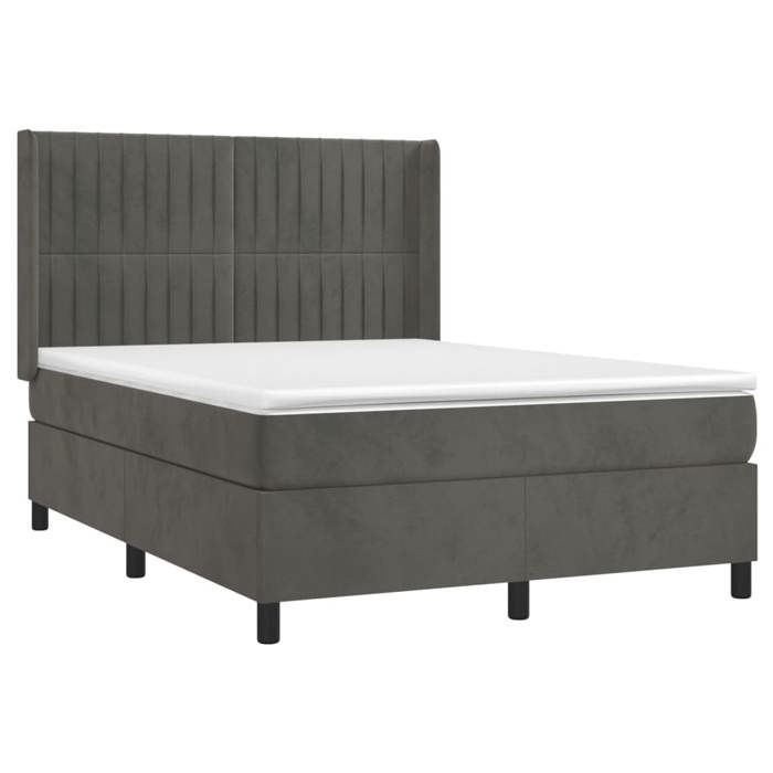 Maison Exclusive - Sommier à lattes de lit et matelas Gris foncé 140x200cm Velours