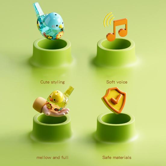 Детский свисток для водяных птиц со шнурком, прозрачный рот, тренировка жизненной емкости мышц, наполняемая водой, детская музыкальная игрушка с мультяшной птицей, подарок для малышей