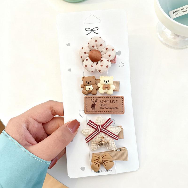 Adorable Fabric Bow & Flower Hair Clips for Kids - Non-Damaging Accessories