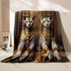 1PC Egyptian themed Cat Statues Pattern Blanket Flannel Material Soft Warm for All Seasons, Home Outdoor Camping Picnics RV
