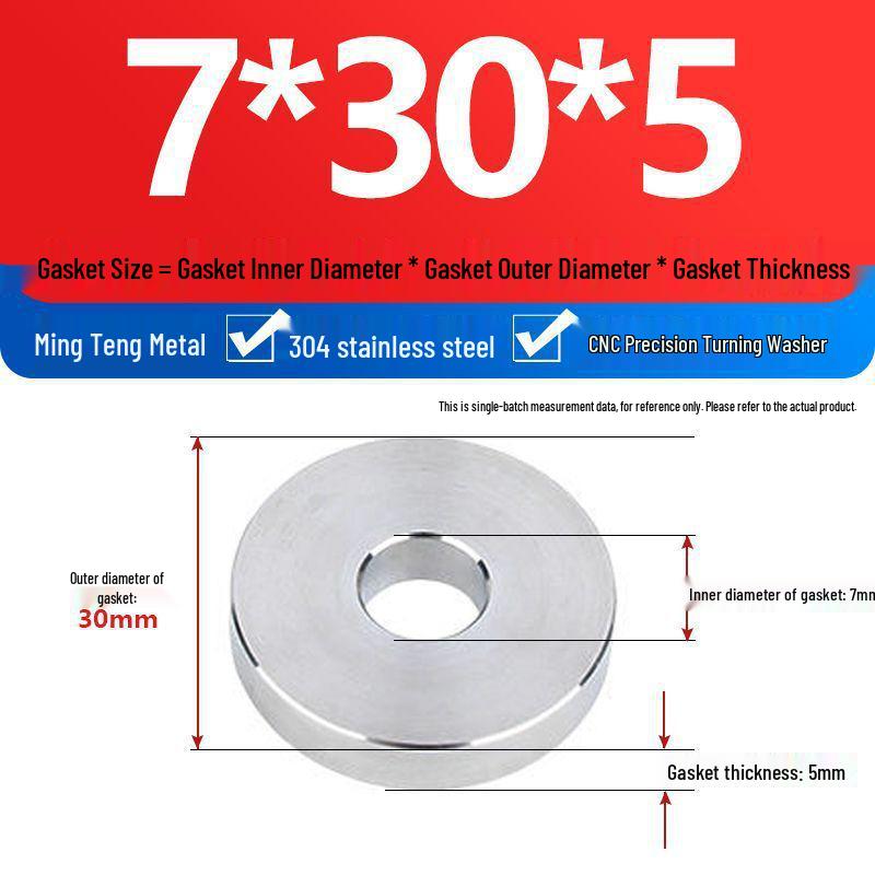 304 Stainless Steel Heavy Duty Thickened Flat Washer - Precision CNC Machined, Custom Non-standard Processing Available