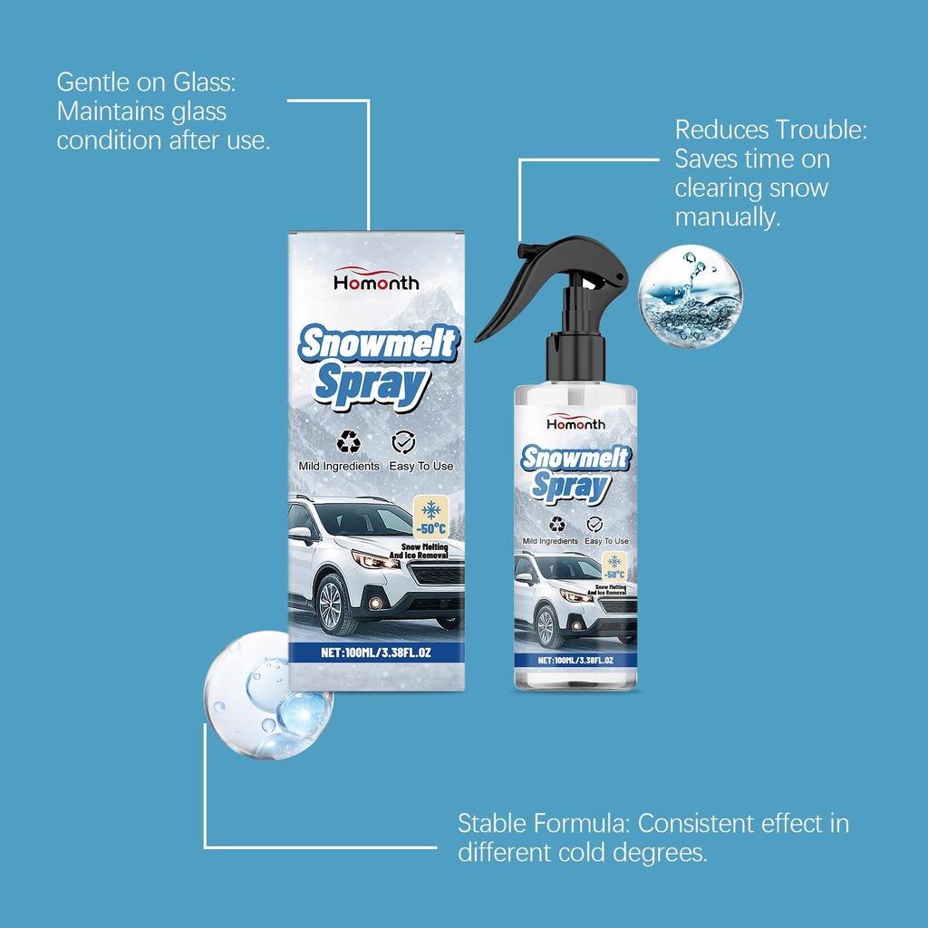 HOMONTH Antifreeze Spray for Car Windows & Refrigerator Glass - Quick Thaw & Frost Prevention in Cold Weather