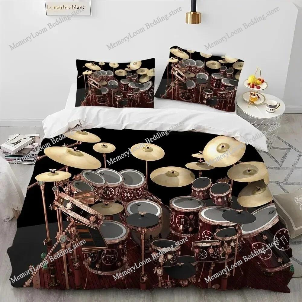 Уникальный стиль Art Drum Kit Музыкальные инструменты Гитара Комплект постельного белья Размер Queen/King Пододеяльник Одеяло Мягкий комплект простыней Декор