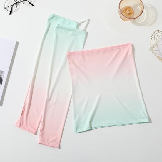 2Pcs/Set Face Guard Sun Protection Oversleeve Set, Ice Silk Cooling Fabric Arm Sleeves with Thumb Buckle Cuffs, Outdoor Cycling Driving Beach Summer