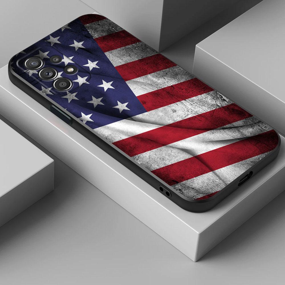 For Samsung Galaxy A55 Case A54 A52S A53 A51 A34 A35 A33 A32 A50 A72 A71 A30 A7 A9 2018 Cases Soft Cover American USA Flag Eagle